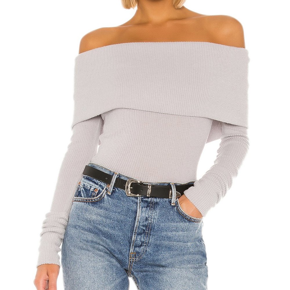 FREE PEOPLE Snowbunny Off-the-Shoulder Knit Top